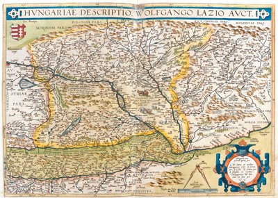 Rakousko, Slovinsko, Bosna a Hercegovina, Srbsko, Rumunsko, Česká republika, Slovensko, Maďarsko, západní Ukrajina. od Abraham Ortelius