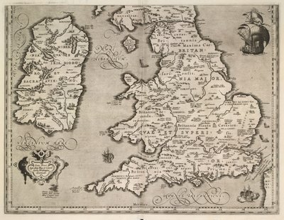 Starý popis Britských ostrovů od Abraham Ortelius