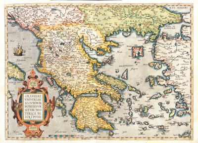 Chorvatsko (Dubrovnicko-neretvanská župa), jižní Bosna a Hercegovina, jižní Srbsko, jižní Bulharsko, Černá Hora, Albánie, Makedonie, Řecko, západní Turecko. od Abraham Ortelius