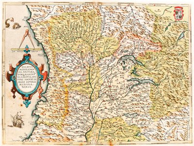 Ducatus Mediolanensis, Hranice a oblasti světa Zeměpisná mapa vévody z Milána z „Theatrum Orbis Terrarum“ od Abrahama Orteliuse (Oertel, Ortell nebo Ortel od Abraham Ortelius