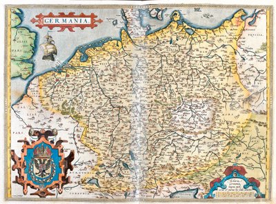 Francie (Region: (Francie): Horní Normandie, Pikardie, Severní Pas de Calais, Ile-de-France, Champagne-Ardenne, Lotrinsko, Alsasko, Burgundsko, Franche-Comté, Rhône-Alpes), Belgie, Nizozemsko, Lucembursko, Německo, Polsko (vojvodství: Západopomořanské, Pom od Abraham Ortelius