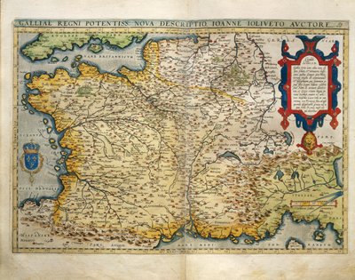 Mapa Francie, ze Světového divadla od Abrahama Ortelia od Abraham Ortelius