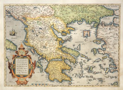 Mapa Řecka z Divadla světa od Abrahama Ortelia od Abraham Ortelius