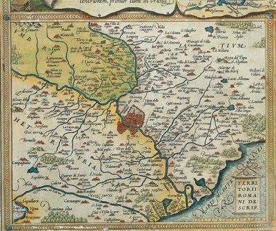 Mapa regionu Lazio, z Divadla světa od Abrahama Ortelia od Abraham Ortelius