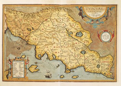 Mapa Tuscia z Theatrum Orbis Terrarum od Abrahama Ortelia od Abraham Ortelius