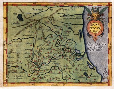Mapa Mexického zálivu (Guastecan), z expedice Hernanda de Soto v roce 1570 (rytina) od Abraham Ortelius