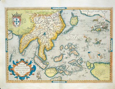 Mapa Indie, z Theatrum Orbis Terrarum od Abrahama Ortelia od Abraham Ortelius