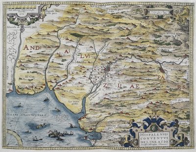 ORTELIUS, Abraham (1527-1598). Theatrum Orbis Terrarum. 1570. Je považován za první moderní atlas. CHAVES, Jeronimo de (1523-1574). Matematik, astronom a navigátor. Mapa západní Andalusie. Vychází z mapy Hieronima Chiavese (Jeronimo d od Abraham Ortelius