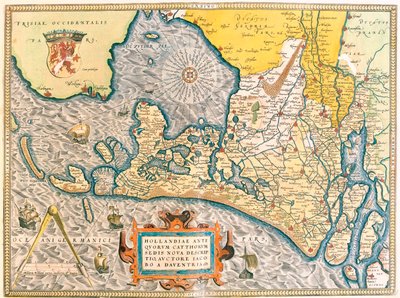 Provincie: Friesland, North Holland, South Holland, North Brabant, Limburg, Utrecht, Gelderland, Flevoland, Nizozemsko od Abraham Ortelius