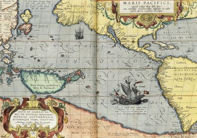 Tichý oceán, 1592 od Abraham Ortelius