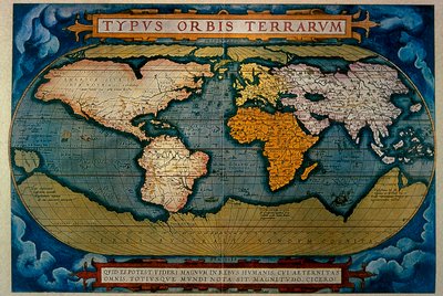 Planisphere, kartografie Anversa, 1571 od Abraham Ortelius