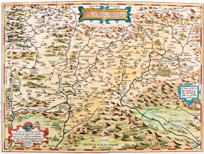 Transylvánie Zeměpisná mapa území Transylvánie (Transylvánie) z „Theatrum Orbis Terrarum“ od Abrahama Orteliuse (Oertel, Ortell nebo Ortel od Abraham Ortelius