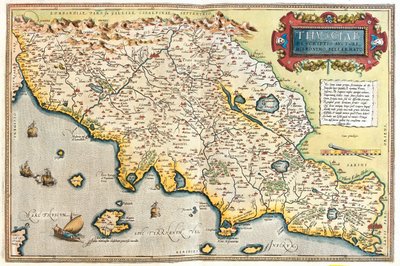 Toskánsko, západní jih Emilia-Romagna, Umbrie, severní Lazio, Itálie od Abraham Ortelius