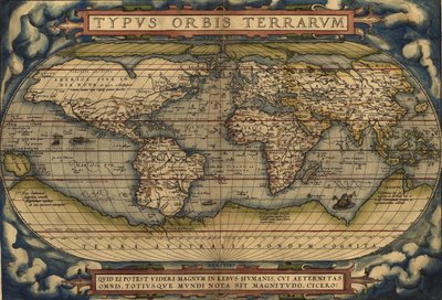Mapa světa Typvs Orbis Terrarvm od Abraham Ortelius