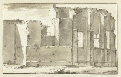 Pohled na ruiny sboru Grote Kerk v Zandvoortu od Abraham Rademaker