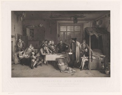 Střízlivý interiér s muži, kteří se zmocňují rodinného majetku Exekuce k pronájmu (název objektu) od Abraham Raimbach