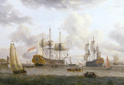 Scéna holandské lodní dopravy v širokém ústí řeky (olej na plátně) od Abraham Storck
