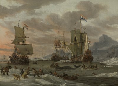 Velrybářská revíry v Severním ledovém oceánu Velrybářství od Abraham Storck