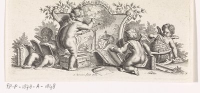 Čtyři putti studují a malují od Abraham Zeeman
