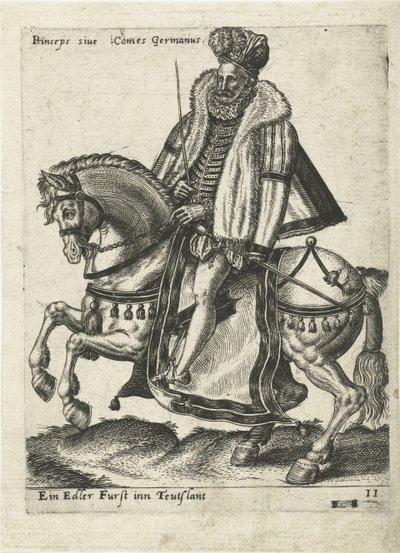 Německý vládce na koni od Abraham de Bruyn (attributed to)
