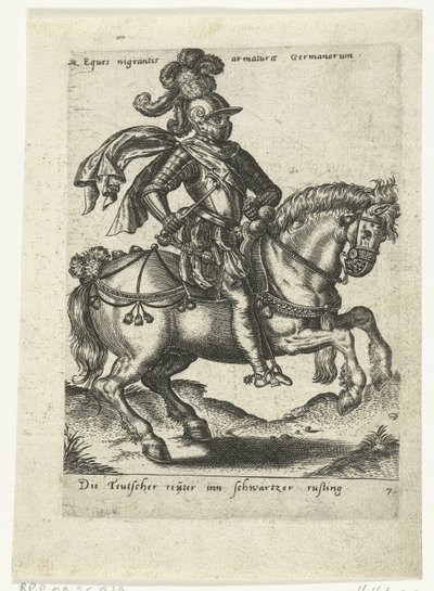 Německý jezdec v černém brnění od Abraham de Bruyn (attributed to)