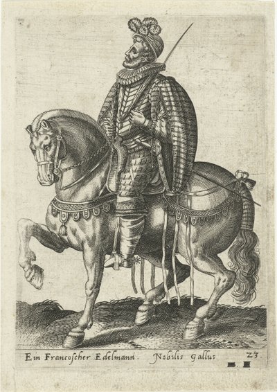 Francouzský šlechtic na koni od Abraham de Bruyn (attributed to)