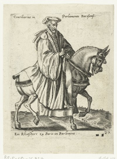 Francouzský radní na koni od Abraham de Bruyn (attributed to)