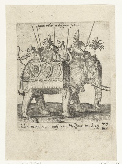 Indiáni na válečném slonovi od Abraham de Bruyn (attributed to)