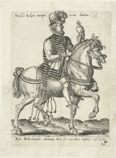 Holandský šlechtic na koni sokolnictví od Abraham de Bruyn (attributed to)