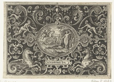 Kartuše: Perseus osvobozuje Andromedu ANDROMEDA (název na objektu) od Abraham de Bruyn