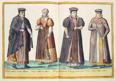 Kostýmy ze šestnáctého století z „Omnium Poene Gentium Imagines“, vydané v Kolíně nad Rýnem od Abraham de Bruyn