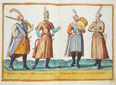 Kostýmy ze šestnáctého století z „Omnium Poene Gentium Imagines“, vydané v Kolíně nad Rýnem od Abraham de Bruyn
