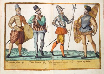 Kostýmy ze šestnáctého století z „Omnium Poene Gentium Imagines“, vydané v Kolíně nad Rýnem od Abraham de Bruyn