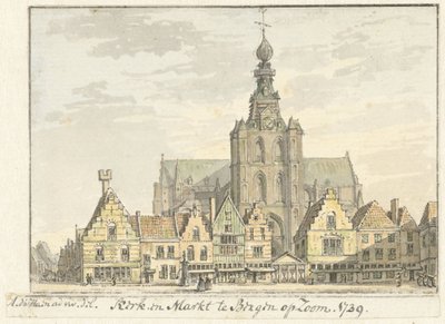 Kostel a trh v Bergenu op Zoom od Abraham de Haen (II)