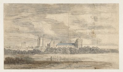 Pohled na Château de Vincennes, za řadou stromů od Abraham de Verwer