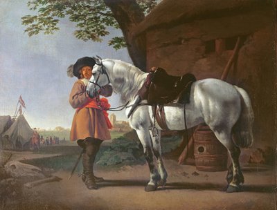 Kavalír s šedým koněm od Abraham van Calraet