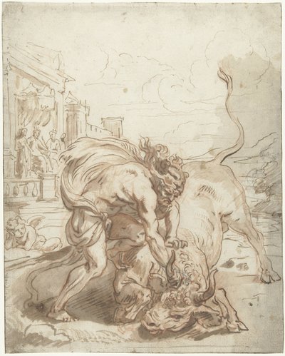 Herkules porazí Achelouse v podobě býka od Abraham van Diepenbeeck