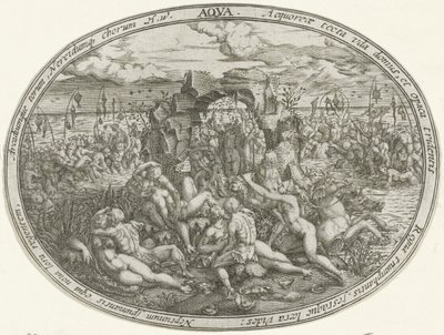 Neptun s Nereidami a Tritony: Element vody Aqua (název na objektu) The Four Elements (název série) od Abraham van den Hecken