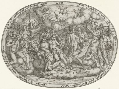 Olympští bohové mezi mraky: živel vzduchu Aer (název na objektu) The Four Elements (název série) od Abraham van den Hecken