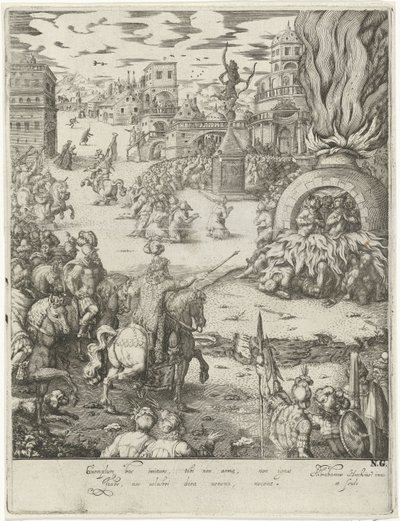 Shadrach, Meshach a Abednego v ohnivé peci od Abraham van den Hecken