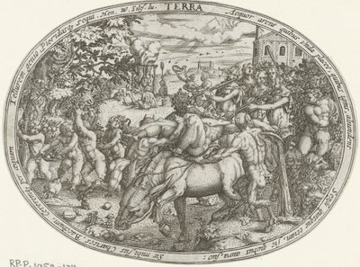 Triumfální procesí Bakcha a Silena: Element Země Terra (název na objektu) The Four Elements (název série) od Abraham van den Hecken