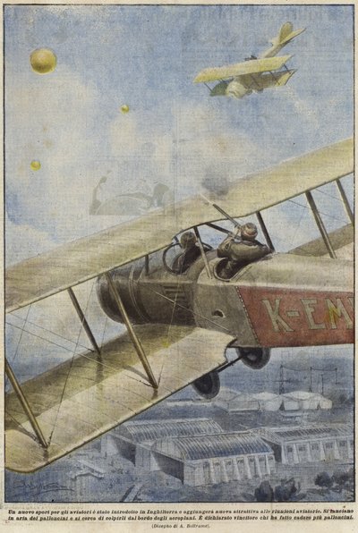 Střelec v letadle střílejícím balóny nad Anglií od Achille Beltrame