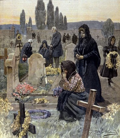 Všech svatých v Itálii v roce 1899. ilustrace Achille Beltrame. od Achille Beltrame