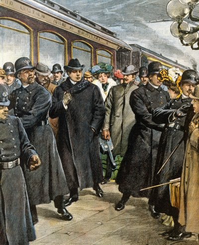 Příjezd italského skladatele Pietra Mascagniho (1863-1945) do New Yorku od Achille Beltrame