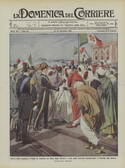 Příjezd týmu do Tripolisu pod velením abruzzského vévody, arabští představitelé přijímají ? od Achille Beltrame