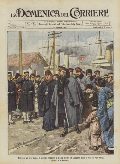 Příjezd ruského hrdiny, generála Stoessela a jeho manželky do Japonska po kapitulaci Port Arthuru od Achille Beltrame