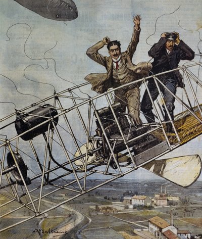 Katastrofa vzducholodě De Bradski poblíž Paříže, Francie, ilustrace Achille Beltrame pro La Domenica del Corriere, 26. října od Achille Beltrame