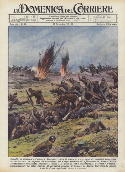 Italská kavalerie v útoku od Achille Beltrame