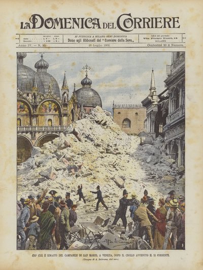 Co zbylo z Campanile di San Marco v Benátkách po zřícení, ke kterému došlo 14 od Achille Beltrame