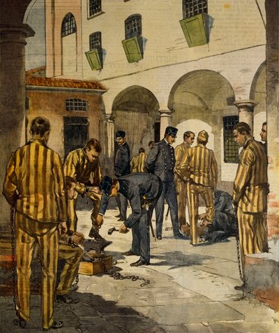 Občanské reformy: zrušení řetězů v italských věznicích, Achille Beltrame (1871-1945), z La Domenica del Corriere, 3. října 1902 od Achille Beltrame